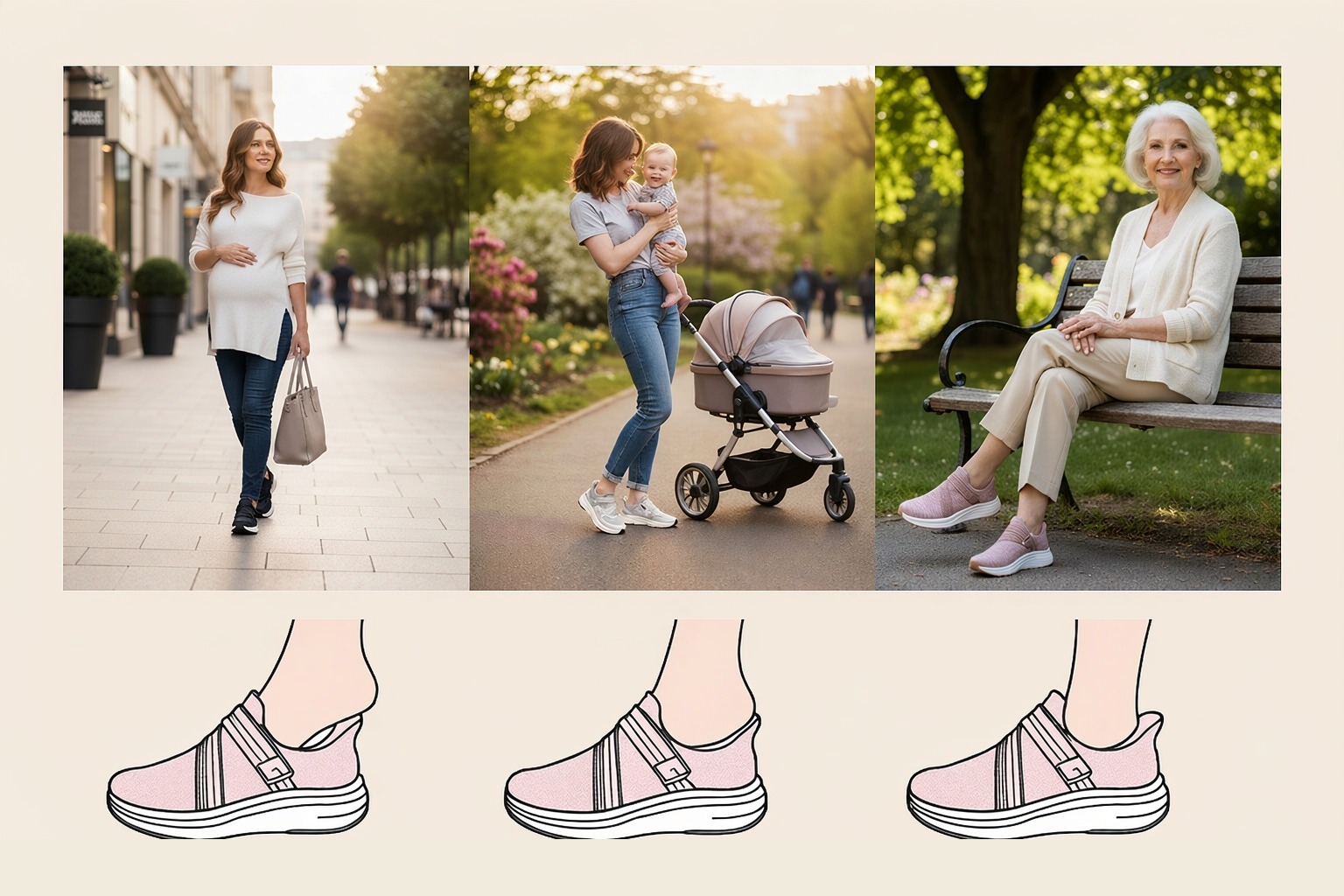 Senior woman running in Dyna-Pac functional footwear