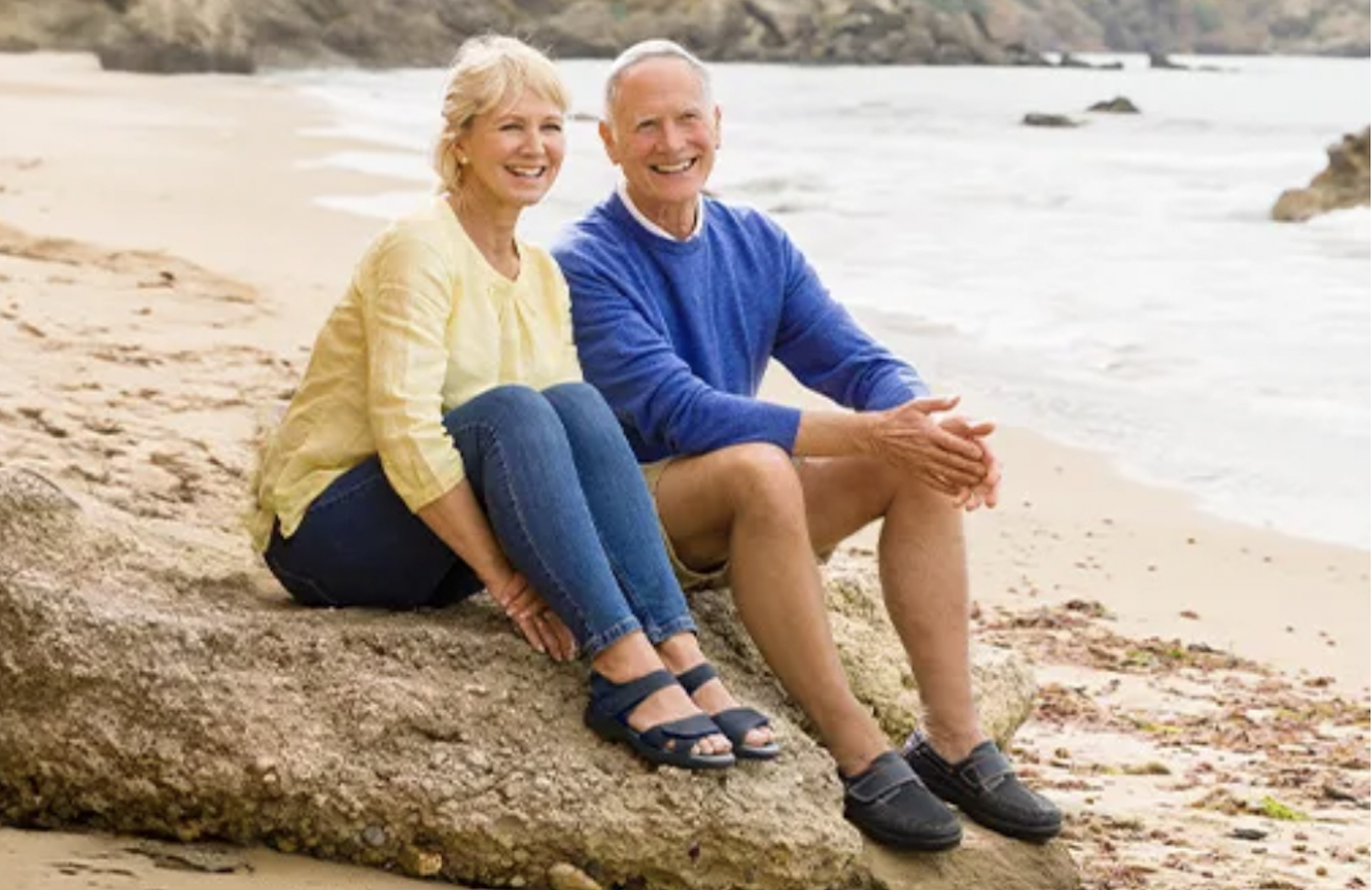 Active seniors walking outdoors